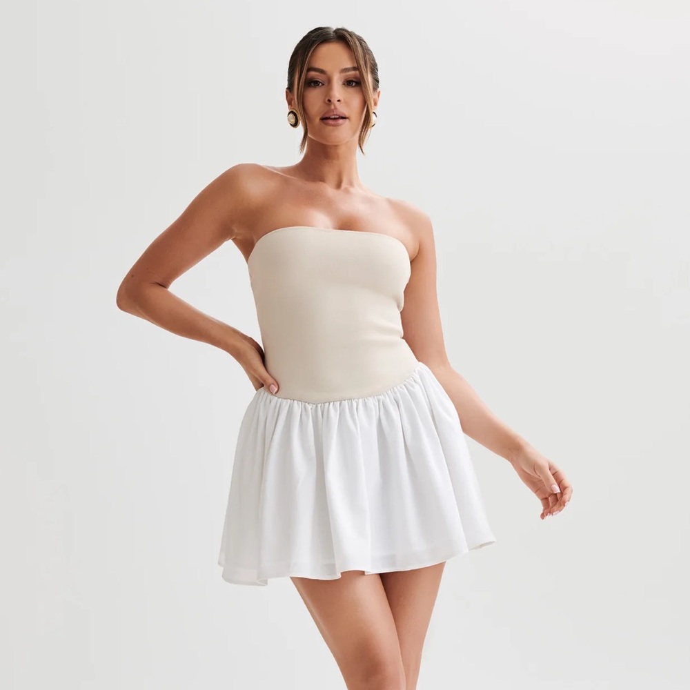MESHKI Hannah knit and linen mini dress